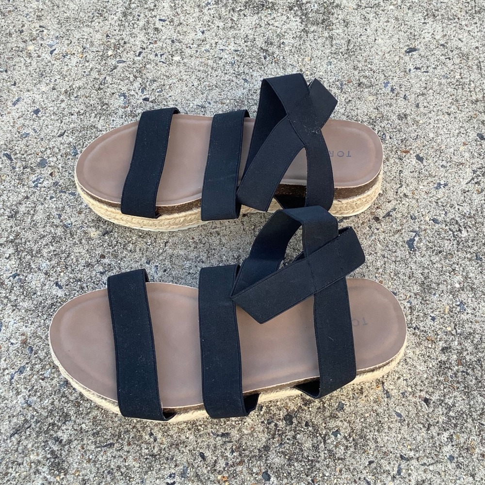 Torrid Black Multi Strap Elastic‎ Espadrille Flatform Sandals Womens 9.5WW